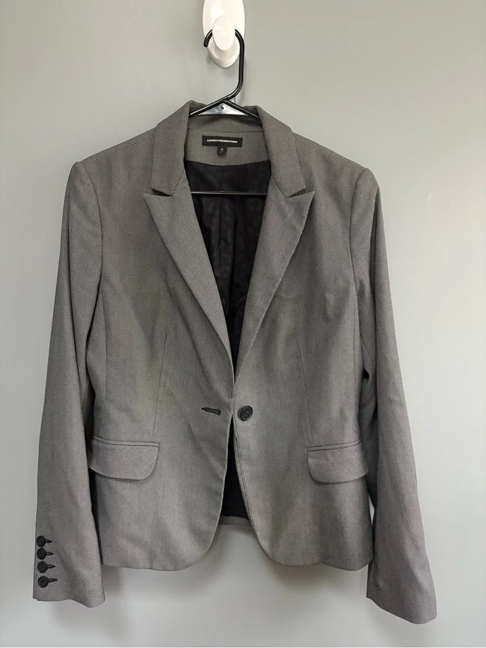 Express Classic Gray Women's Lined  Tailored Blazer Single-Button Size 10‎